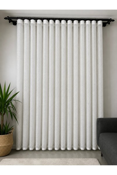 Fon Dünyası Mesh Knitted Tulle Curtain Heavy Weight (1/3 Dense Pleat)