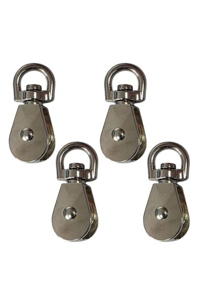 flores Set of 4 Rotary Pulleys, Flores, Stainless Steel, 20 mm Wheel, H 47 mm