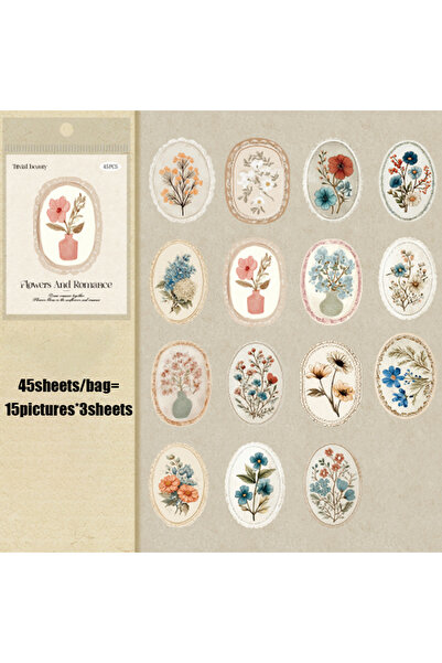 Choice5 S30138-6 Mr. Paper 45 قطعة مجموعة ملصقات زهور هادئة - مجموعة بتصميم ز...