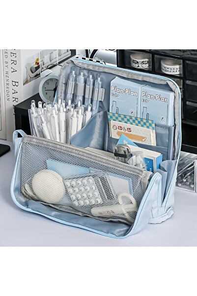 Choice1 Blue Washable Pencil Case Organizer, Large Capacity Multi Compartment...