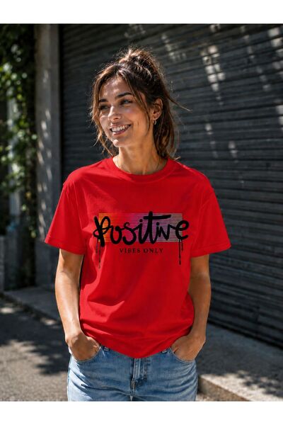 3S MODA تي شيرت نسائي أساسي مطبوع رقميًا من Positive Digital