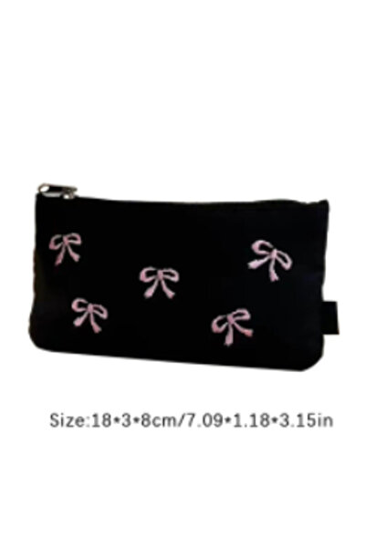 Choice black ins Japanese bow embroidery pencil bag high value girl student s...