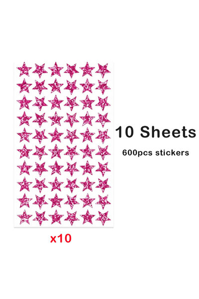 Choice3 Plum red 10sheets 1.4cm Mini Holographic Foil Star Stickers 600‑2100P...