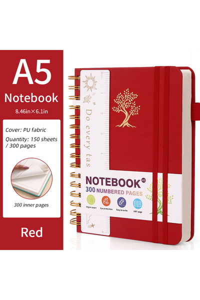 choice2 red A5 Hardcover Spiral Bound Notebook Journal 300 College Ruled Numb...