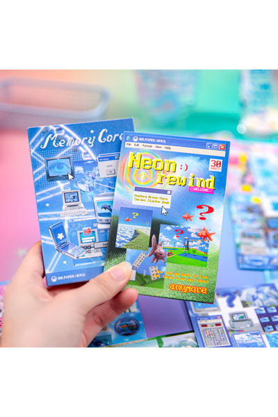 choice2 AB 20/30sheets Memory archive&Neon rewind Kawaii Ins flash sand die-c...