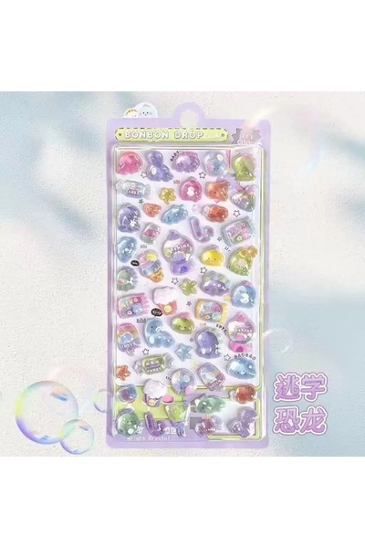 choice2 C 1pcs //Kawaii 3D Jelly Resin Stickers Cute Cartoon Sparkle Transpar...
