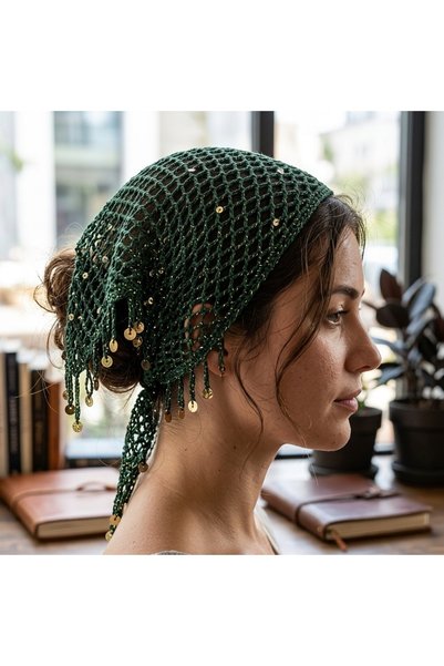 Lady Fify Dark Green Bandana / Hair Accessory for Women