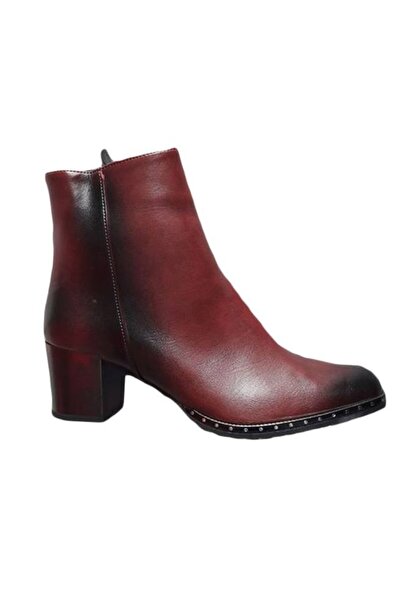 OEM Botina comoda cu toc gros si design in degrade, nuanta marsala
