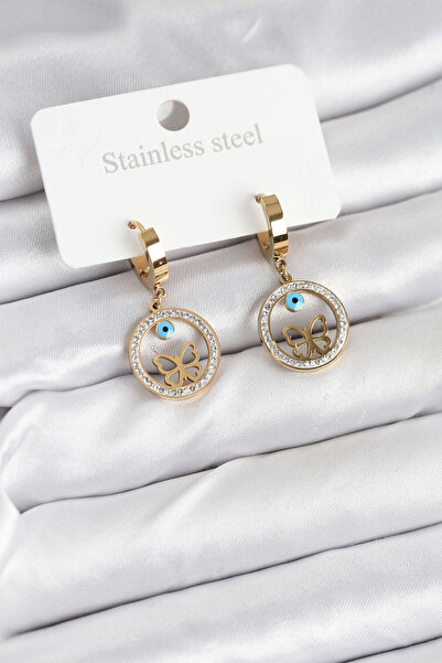 Mega Bazaar 316L Steel Hoop Butterfly Women's Earrings