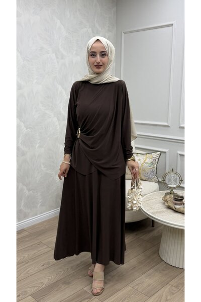 Generic Brand Gizem Skirt Set Brown