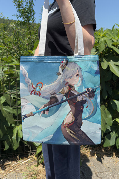 ZipZap Shenhe Genshin Impact V5 Double-Sided Canvas Print Tote Bag Anime Bag