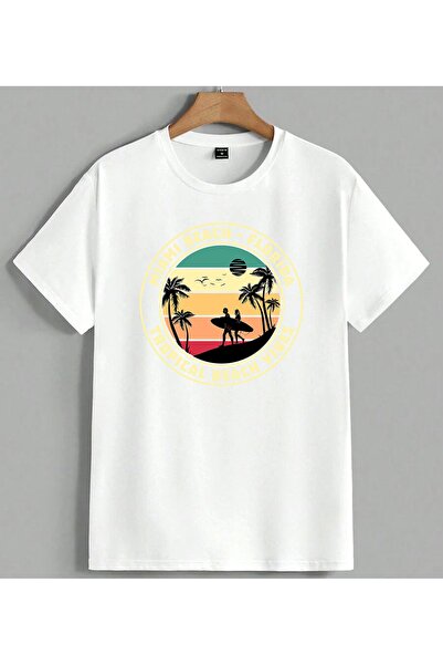 ELFERA Majica kratkih rukava Miami Beach Surfer sa tropskim printom, unisex, ...