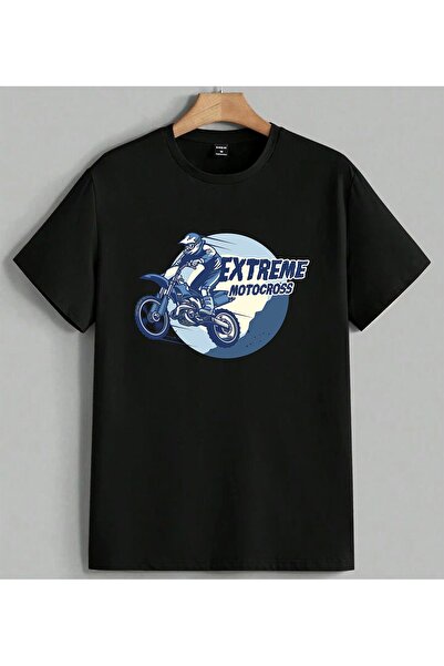 ELFERA Extreme Motocross Motor Sport Printed Unisex Oversize T-Shirt Black