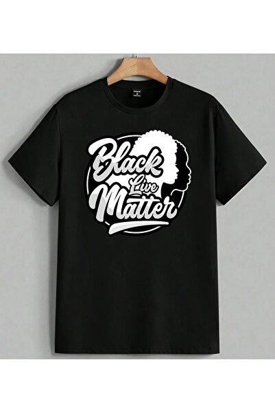 ELFERA تي شيرت Black Live Matter مطبوع عليه صورة سوداء اللون للجنسين مقاس كبي...