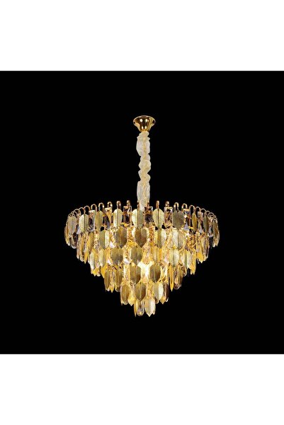 OEM Candelabru Cristal CC8052/400GD 6x E14, Diametru 40cm, Auriu Lucios, Inal...