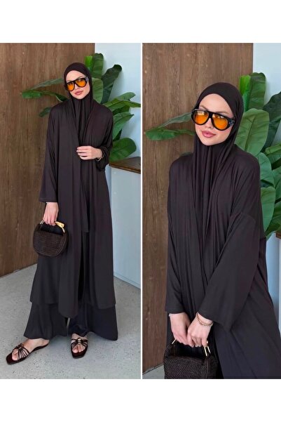 Generic Brand Brown 3-Piece Abaya Set