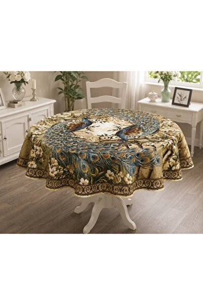 Yeshome Collection غطاء طاولة طعام وغرفة معيشة دائري منسوج بنمط زهور مقاس 160 سم