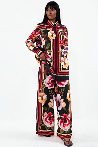Hiccup Msn Floral Patterned Shirt and Wide-Legged Pants Set