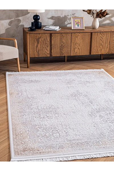 Tuğra Halı Işıl IL08 Bej Akrilik Bej Vintage Eskitme Halı 80 x 150 cm