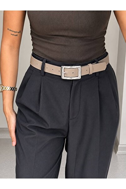 LİA KEMER Women's Square Buckle Silver Belt Waist Belt Coat Belt Dress Belt T...