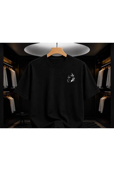 EYMORA Black Yin Yang Koi Fish Minimal Print Unisex T-Shirt – Japanese-Inspir...