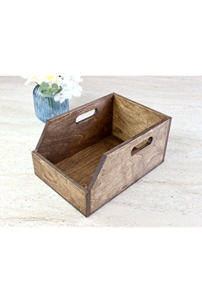Limon Dekor Dark Walnut Color Wooden Organizer and Record Box (7") Record Box