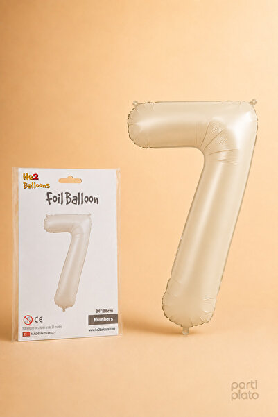 He2 Balloons بالون كريمي فويلو رقم 7 مقاس 86 سم، بالون بلون كريمي متوافق مع ا...