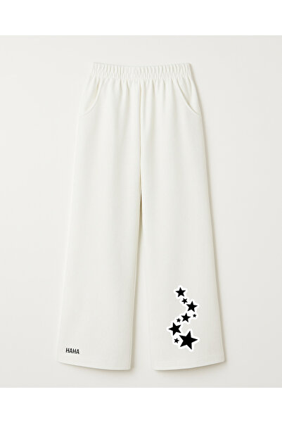 haha Stars Printed Wide Leg Sweatpants for Girls