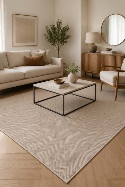 Oriente Home Velora Bej Hasır Dokuma Jüt Kaymaz Taban Sisal Kilim Yıkanabilir...