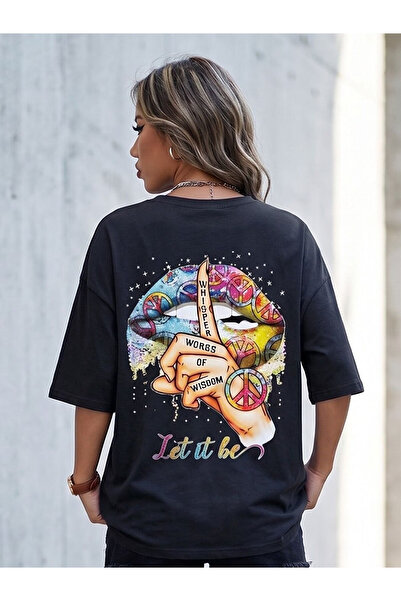 Flubutik Μπλουζάκι Let It Be Print από 100% οργανικό βαμβάκι, με χαλαρή εφαρμ...