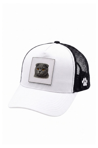 All animals Scottish Fold Cat Printed Patch Detailed Mesh Trucker Baseball Cap