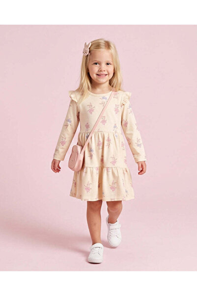 REDTAG Girls Pink Ditsy Floral Drop Waist Jersey Dress