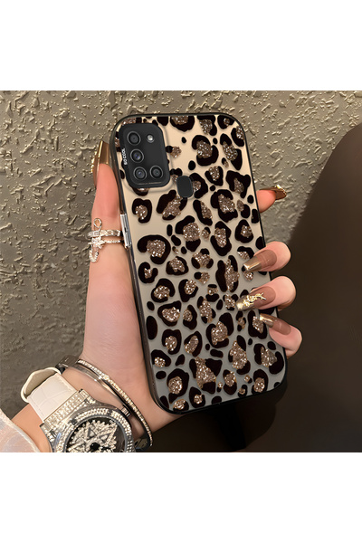 CASEVIBE Samsung Galaxy A21S Uyumlu Leopar desenli şık darbeye dayanıklı tele...