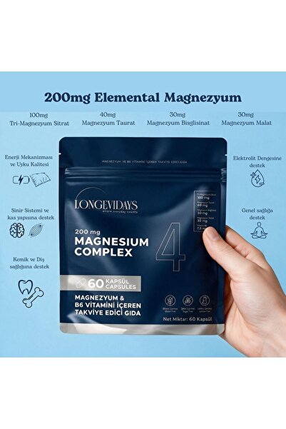 Longevidays Magnezyum 4 Kompleks - 60 Kapsül