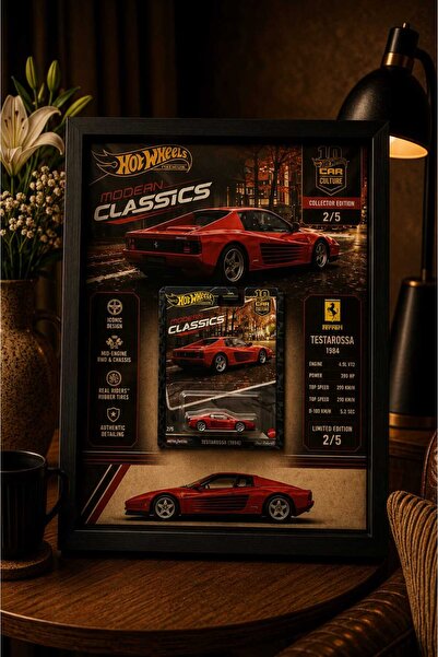 HOT WHEELS Hotwheels 1/64 ölçekli Ferrari Testarossa 47.5x37.5 Tablo