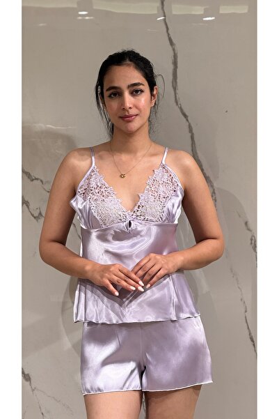 DAWN LİNE طقم بيجامة من 6 قطع من الساتان مع دانتيل على الخصر وقميص نوم وروب |...