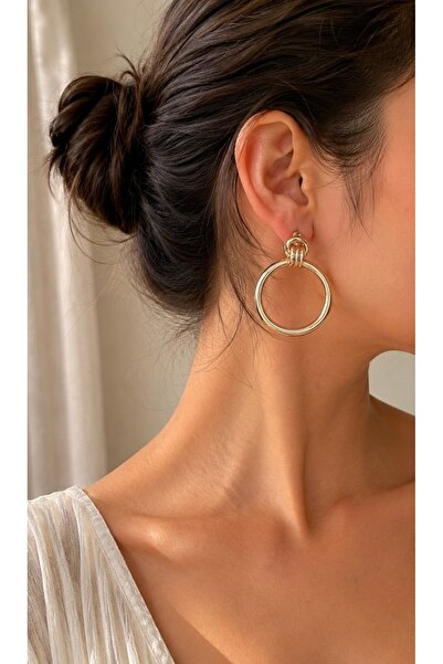 ANKA JEWELLRY Women's Steel Gold Color Hoop Dangle Earrings |   Modern Elegan...