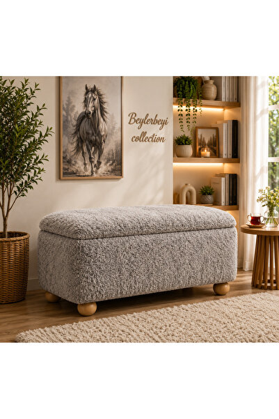 BEYLERBEYİ Sandıklı puf, peluş kumaş küşe sandık dinlenme pufu dekoratif puf ...
