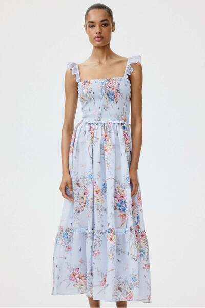 H&M Frill-trimmed smocked-bodice dress