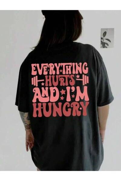 4CR تي شيرت من Club Comfort Color بطبعة "Everything Hurts And I'm Hungry Work...