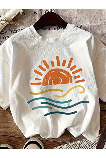 23ERVA Printed Pattern T-Shirt, Short-Sleeved Round-Neck Casual Top, Spring/S...
