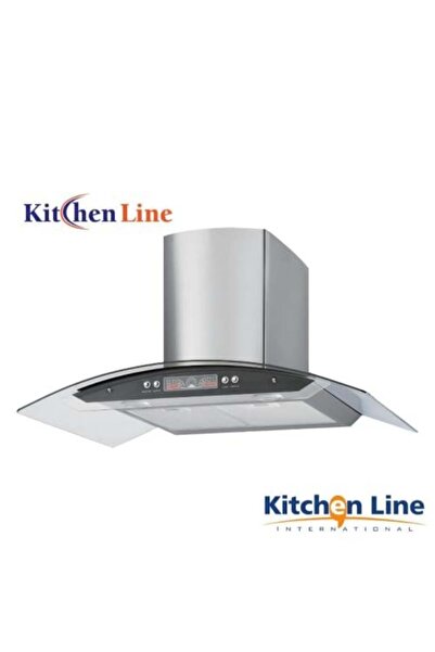 Kitchen Line شفاط مطبخ بتصميم هرمي منحني من الزجاج 90 سم من الفولاذ المقاوم للصدأ |   موديل KLG-803 C