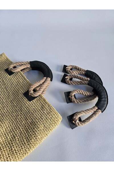 Desaryou Jute Handle - Natural Jute Rope Black Leather