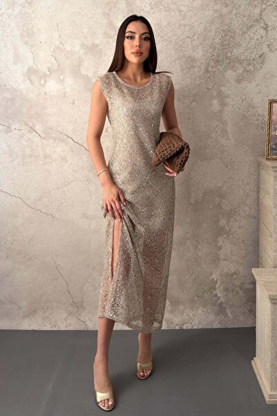 Moda Days Women's Pink Sequined Loose Dress