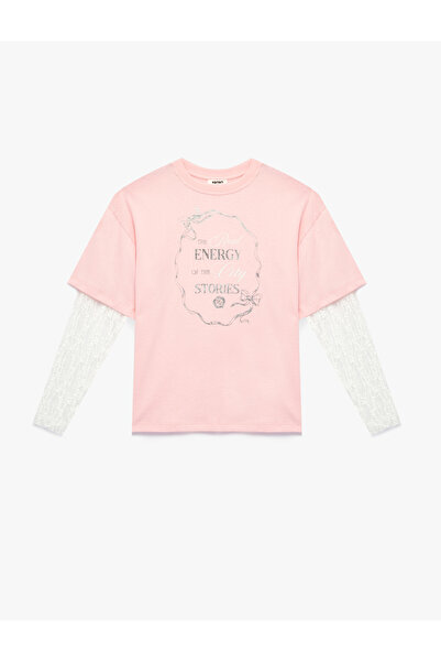 Koton Cotton Print Detailed Crew Neck Long Sleeve T-Shirt