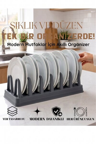 VİLORA HOME 6 Bölmeli Tezgah Üstü Tabaklık Organizer – Mutfak İçi Düzenleyici...