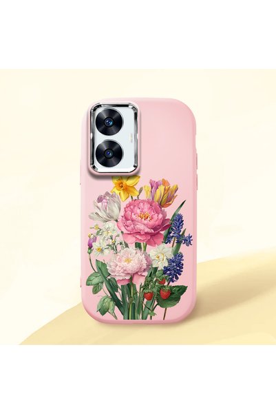 Hontinga Realme C55 Compatible Case Camera Protector Pink Silicone Couple Pho...