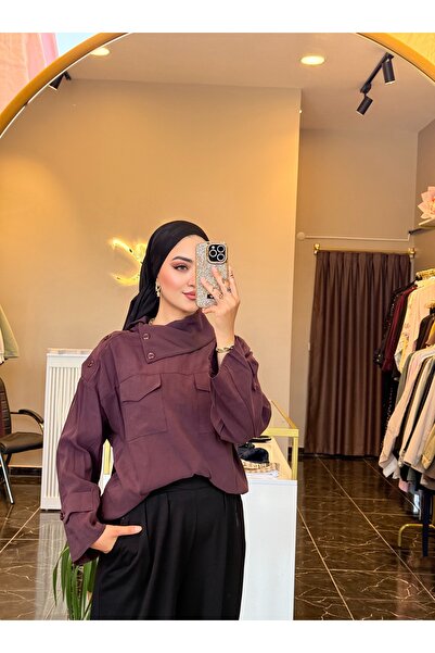 Gizem Karademir Boutique Asimetrik Kruvaze Yaka Gömlek