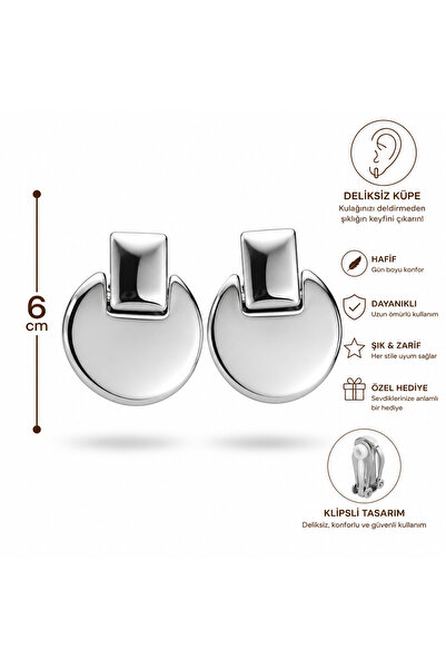 1PARÇAMAVİ Women's Earring with Clip Without Holes - Lightweight Material