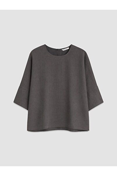 LC Waikiki Lcw Vision Anthracite Crew Neck Oversize Blouse
